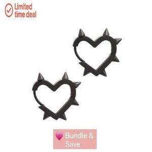 Titanium Steel Spike Heart Hoop Earrings, Gothic Punk Grunge Y2K